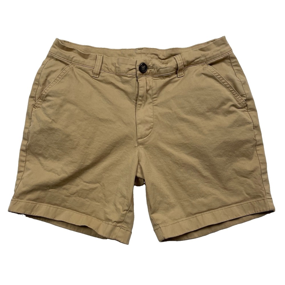 Chubbies Shorts Mens Sz 32 7" inseam Khaki Chino Flat Front Stretch Twill Casual